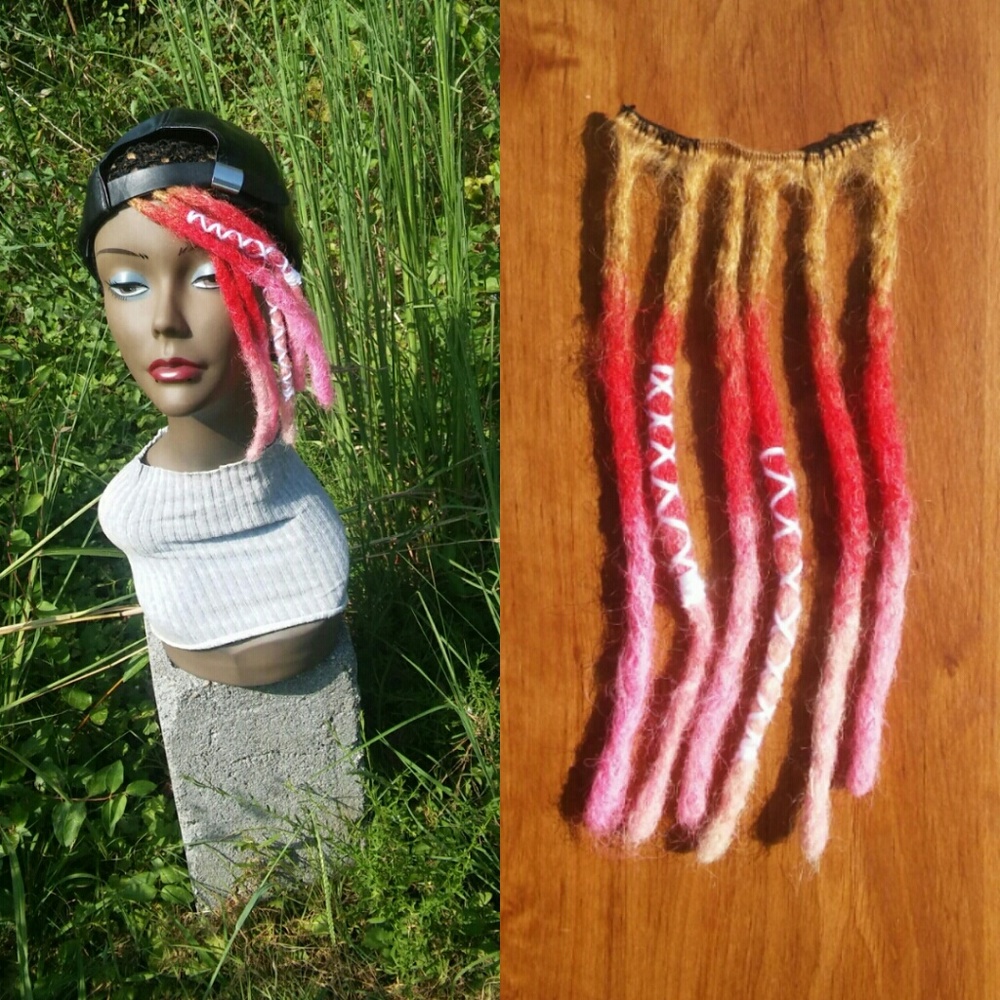 brown pink clip in dreadlock weft